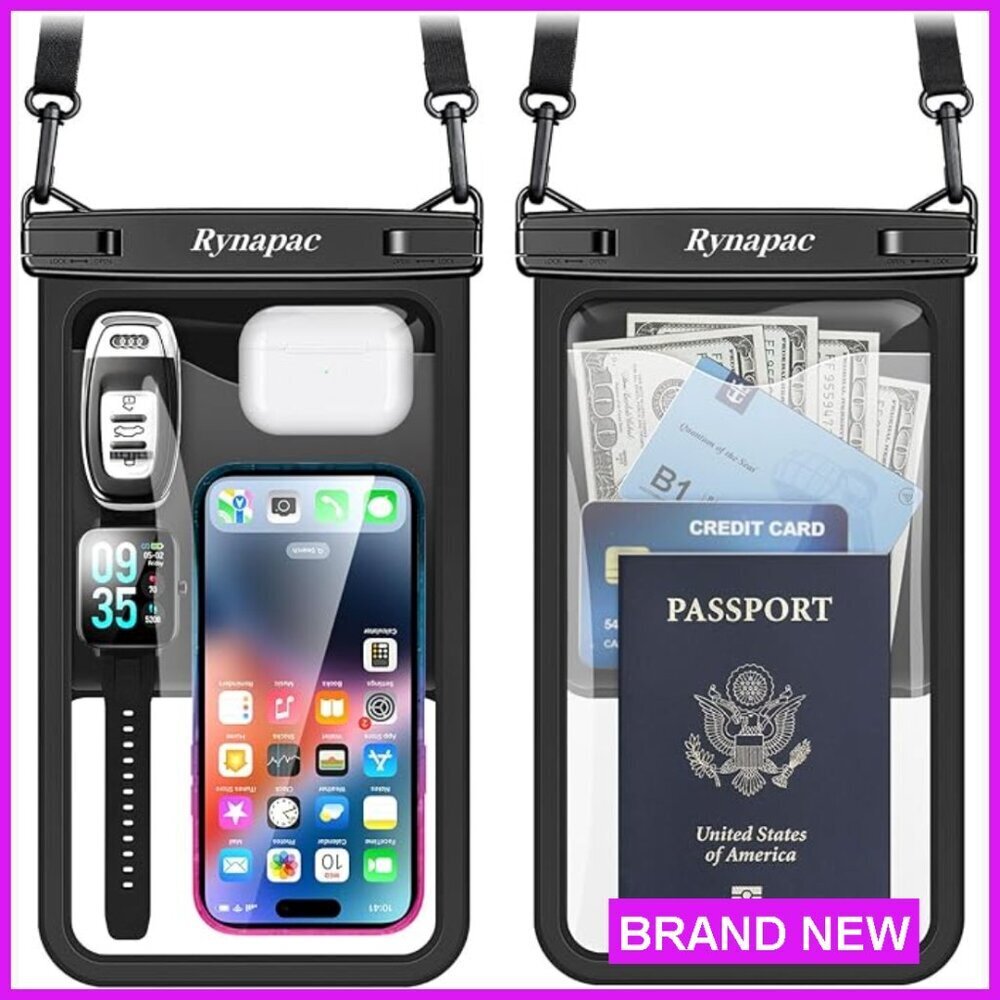 Large Waterproof Phone Pouch 2 Pack IPX8 Touchscreen Underwater Photography